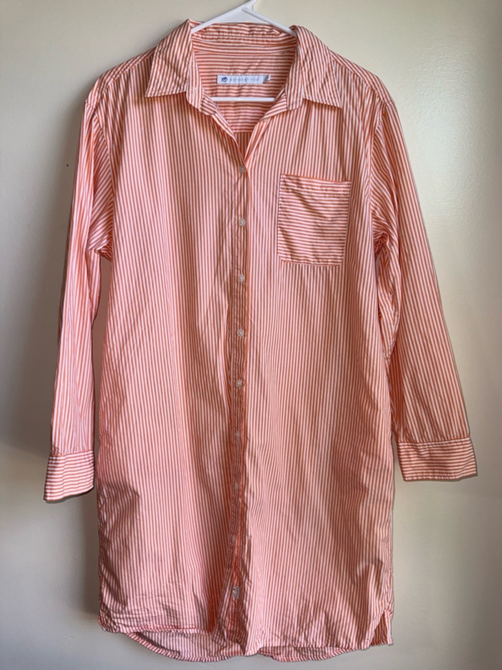 Southern Tide Orange White Striped Button Front Swim Cover Up Shirt Dress S
